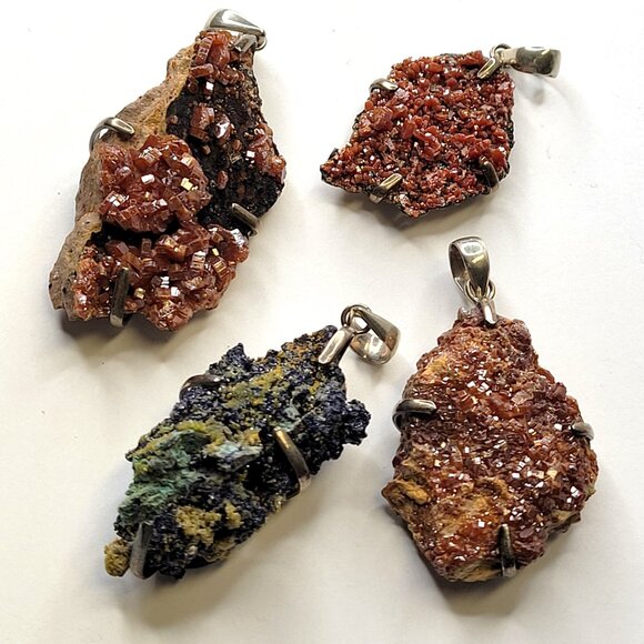 Vanadanite Bright Red Crystal Pendant 925 Sterling Silver - Picture 12 of 13